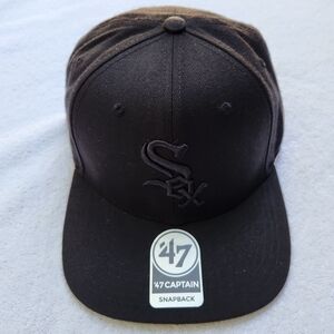 WHITE SOX|47 Captain Snapback|Black on Black Colrway|Silver Under Brim